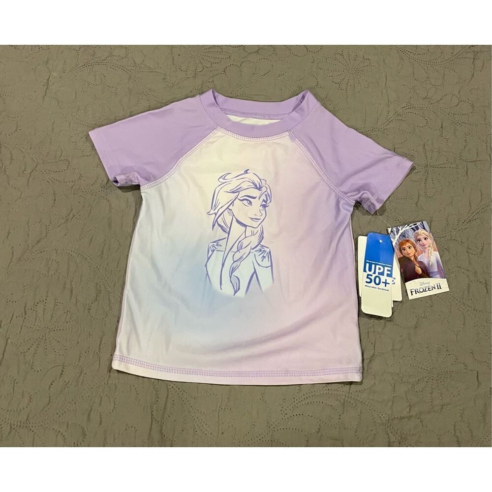 Disney Frozen 2 Purple Swim Shirt 3T New Elsa